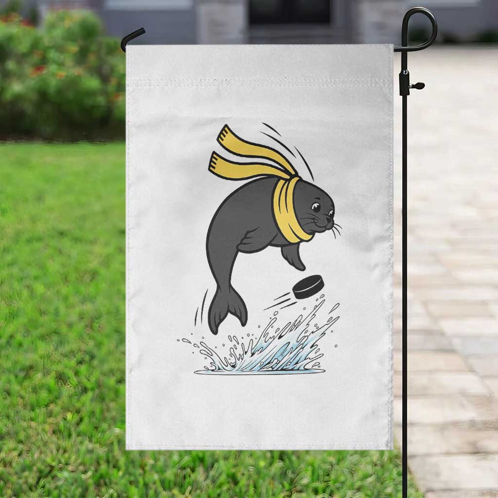 Funny Seal Playing Ice Hockey Garden Flag Winter Sports Gift - Wonder Print Shop