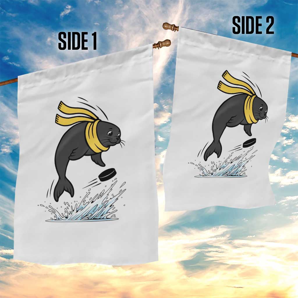 Funny Seal Playing Ice Hockey Garden Flag Winter Sports Gift - Wonder Print Shop