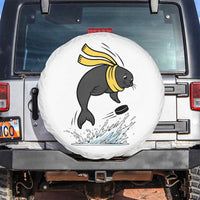 Funny Seal Playing Ice Hockey Spare Tire Cover Winter Sports Gift - Wonder Print Shop