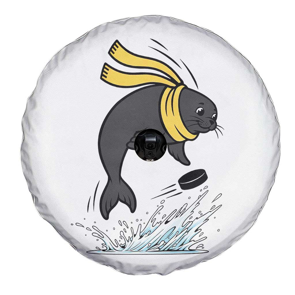 Funny Seal Playing Ice Hockey Spare Tire Cover Winter Sports Gift - Wonder Print Shop