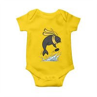 Funny Seal Playing Ice Hockey Baby Onesie Winter Sports Gift - Wonder Print Shop