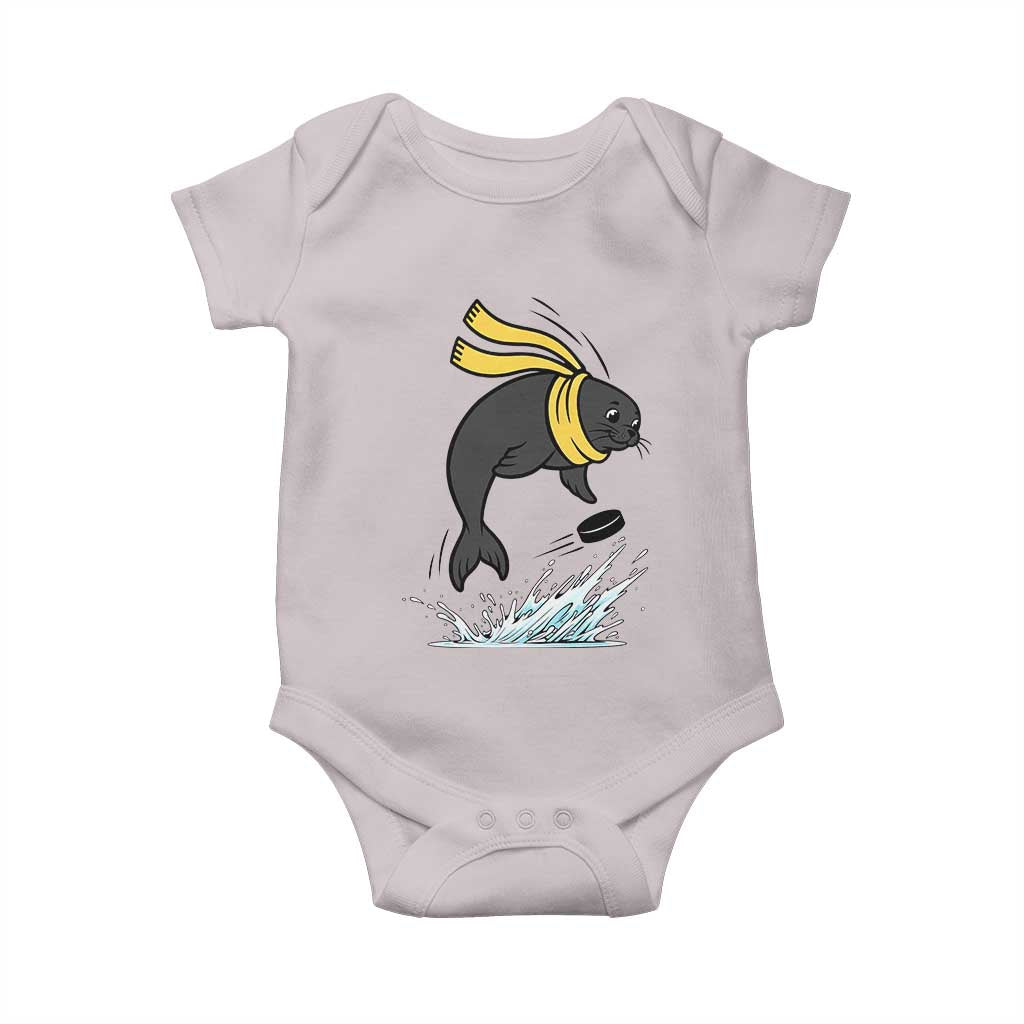 Funny Seal Playing Ice Hockey Baby Onesie Winter Sports Gift - Wonder Print Shop