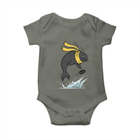 Funny Seal Playing Ice Hockey Baby Onesie Winter Sports Gift - Wonder Print Shop