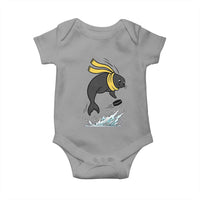 Funny Seal Playing Ice Hockey Baby Onesie Winter Sports Gift - Wonder Print Shop