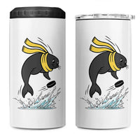 Funny Seal Playing Ice Hockey 4 in 1 Can Cooler Tumbler Winter Sports Gift - Wonder Print Shop