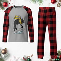 Funny Seal Playing Ice Hockey Plaid Pajama Set Winter Sports Gift - Wonder Print Shop