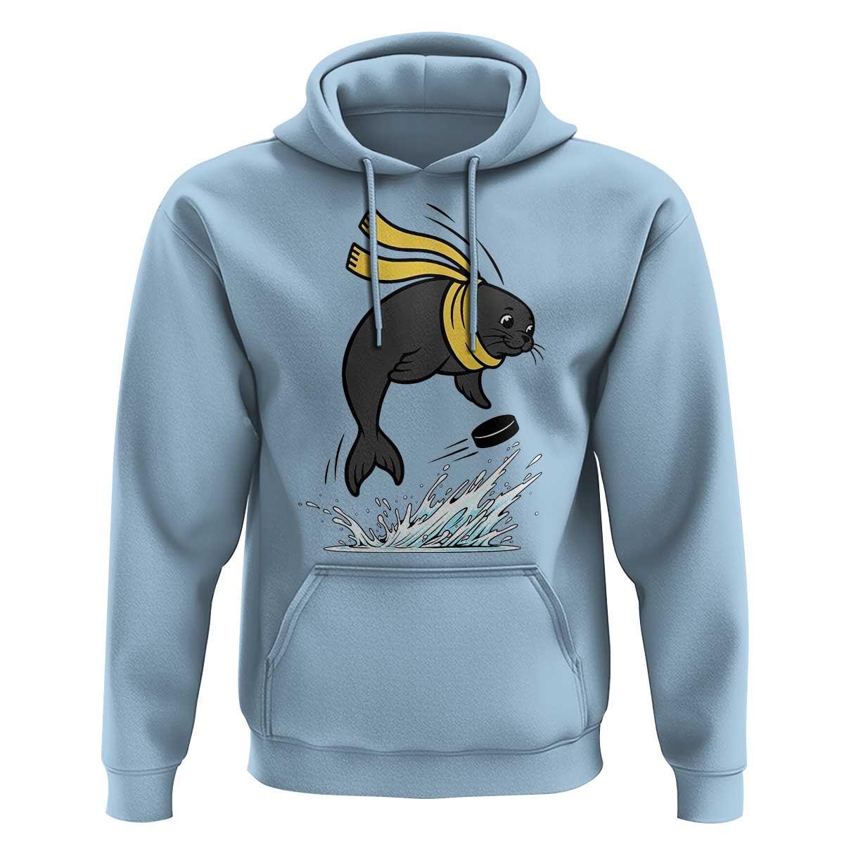 Funny Seal Playing Ice Hockey Hoodie Winter Sports Gift - Wonder Print Shop