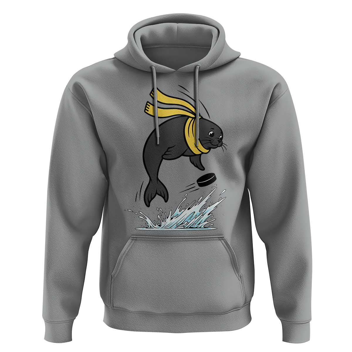 Funny Seal Playing Ice Hockey Hoodie Winter Sports Gift - Wonder Print Shop