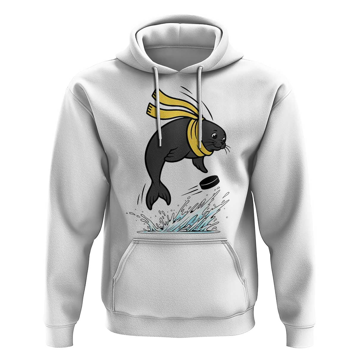 Funny Seal Playing Ice Hockey Hoodie Winter Sports Gift - Wonder Print Shop