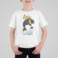 Funny Seal Playing Ice Hockey T Shirt For Kid Winter Sports Gift - Wonder Print Shop