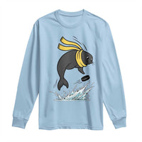 Funny Seal Playing Ice Hockey Long Sleeve Shirt Winter Sports Gift - Wonder Print Shop