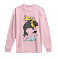 Funny Seal Playing Ice Hockey Long Sleeve Shirt Winter Sports Gift - Wonder Print Shop