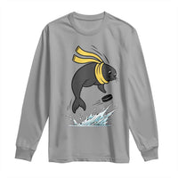 Funny Seal Playing Ice Hockey Long Sleeve Shirt Winter Sports Gift - Wonder Print Shop