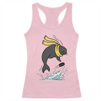 Funny Seal Playing Ice Hockey Racerback Tank Top Winter Sports Gift - Wonder Print Shop