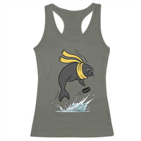 Funny Seal Playing Ice Hockey Racerback Tank Top Winter Sports Gift - Wonder Print Shop