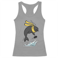 Funny Seal Playing Ice Hockey Racerback Tank Top Winter Sports Gift - Wonder Print Shop