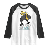 Funny Seal Playing Ice Hockey Raglan Shirt Winter Sports Gift - Wonder Print Shop