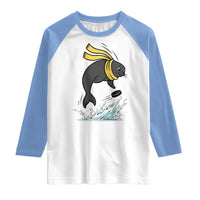 Funny Seal Playing Ice Hockey Raglan Shirt Winter Sports Gift - Wonder Print Shop