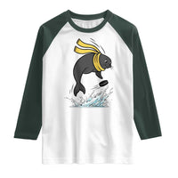 Funny Seal Playing Ice Hockey Raglan Shirt Winter Sports Gift - Wonder Print Shop