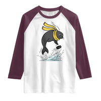 Funny Seal Playing Ice Hockey Raglan Shirt Winter Sports Gift - Wonder Print Shop