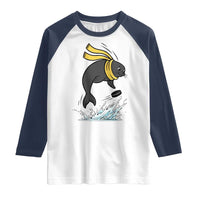 Funny Seal Playing Ice Hockey Raglan Shirt Winter Sports Gift - Wonder Print Shop