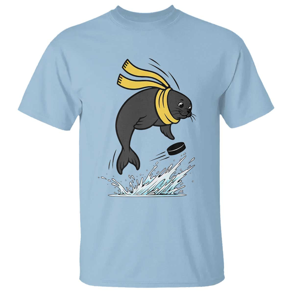 Funny Seal Playing Ice Hockey T Shirt Winter Sports Gift - Wonder Print Shop
