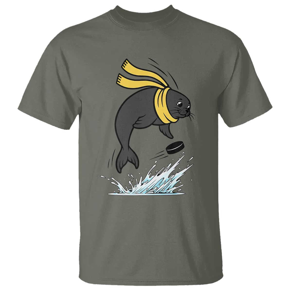 Funny Seal Playing Ice Hockey T Shirt Winter Sports Gift - Wonder Print Shop