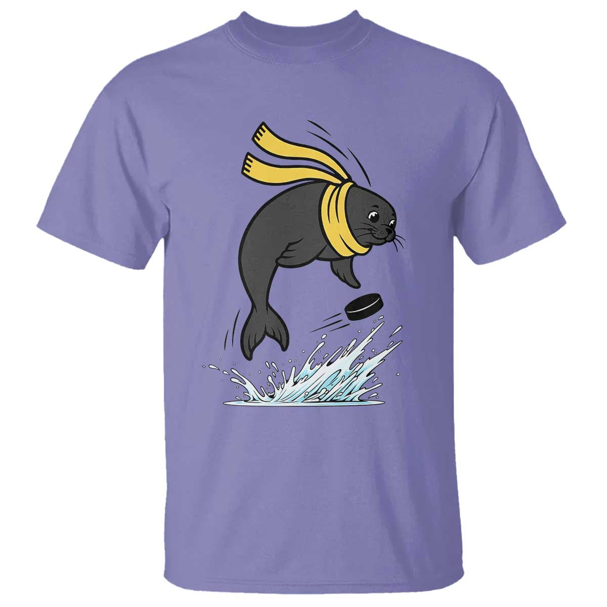 Funny Seal Playing Ice Hockey T Shirt Winter Sports Gift - Wonder Print Shop