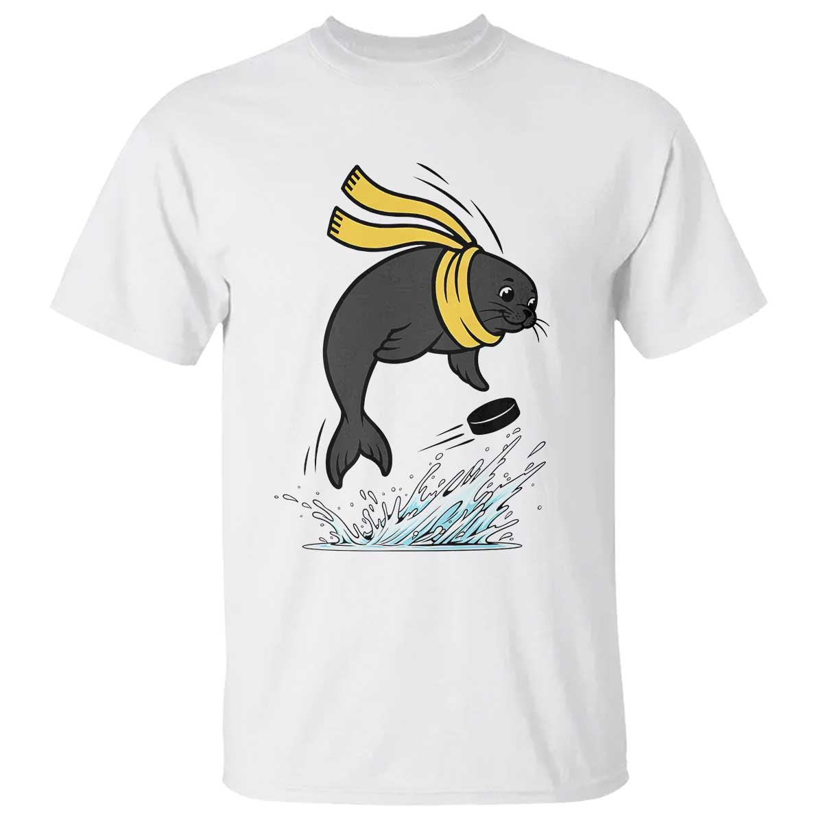 Funny Seal Playing Ice Hockey T Shirt Winter Sports Gift - Wonder Print Shop