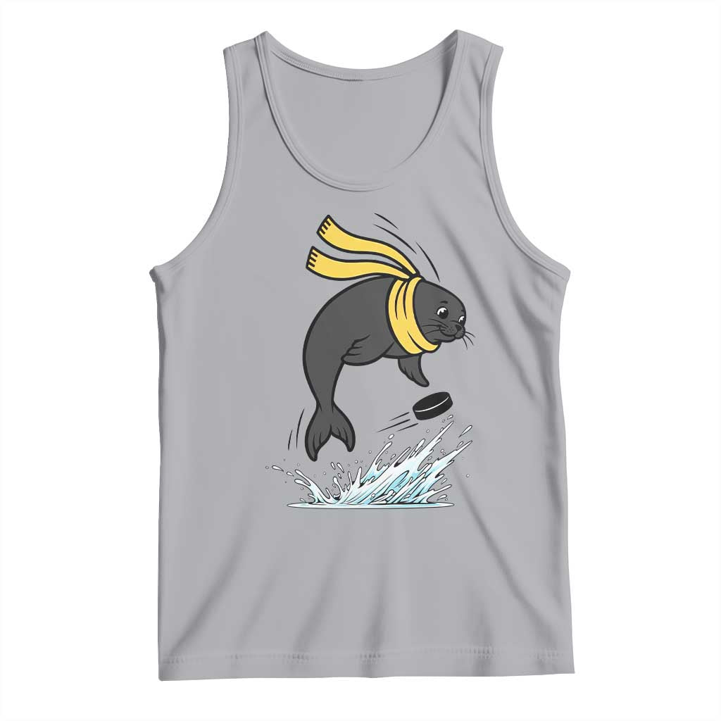 Funny Seal Playing Ice Hockey Tank Top Winter Sports Gift - Wonder Print Shop