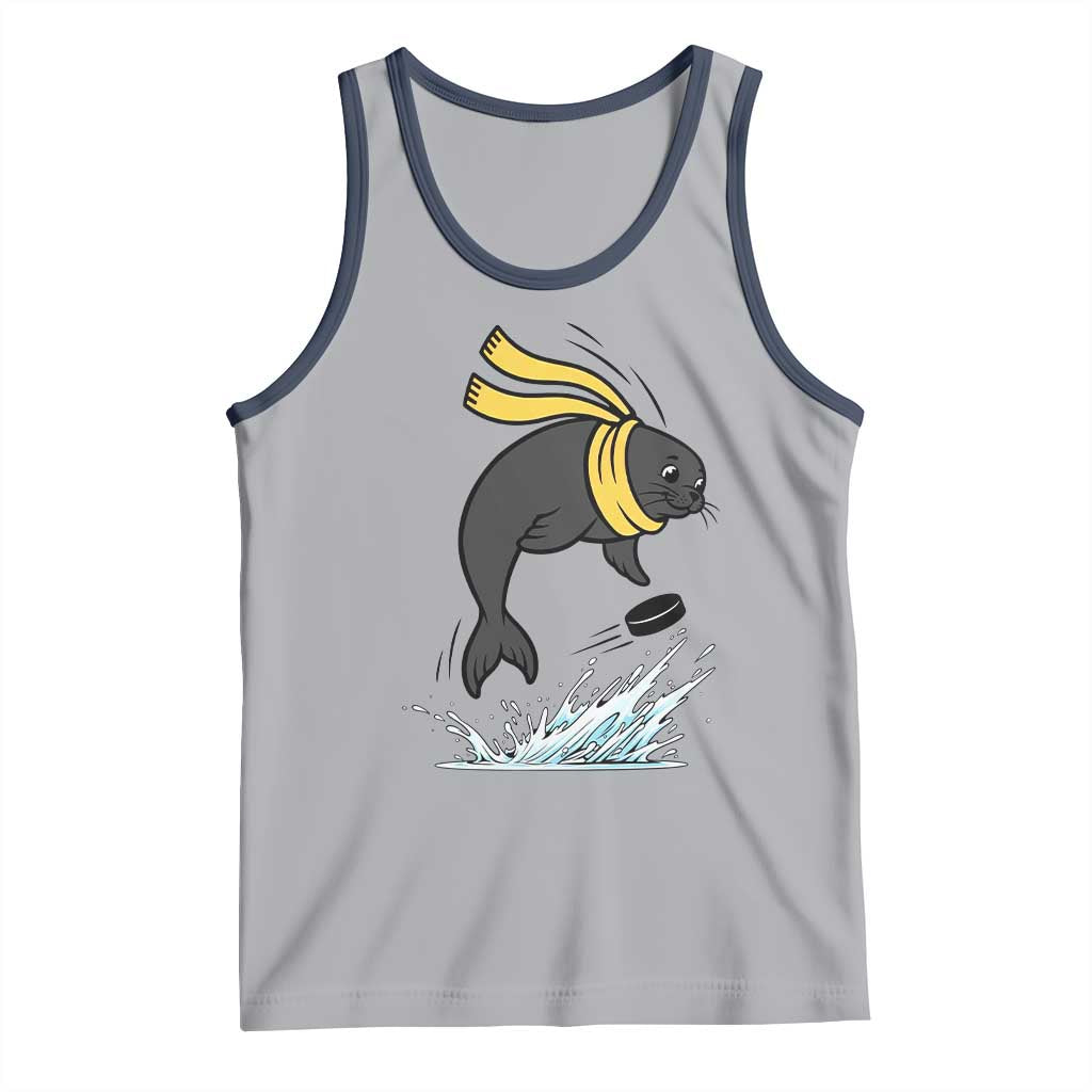 Funny Seal Playing Ice Hockey Tank Top Winter Sports Gift - Wonder Print Shop