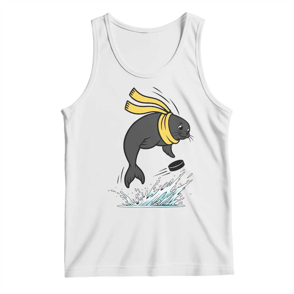 Funny Seal Playing Ice Hockey Tank Top Winter Sports Gift - Wonder Print Shop