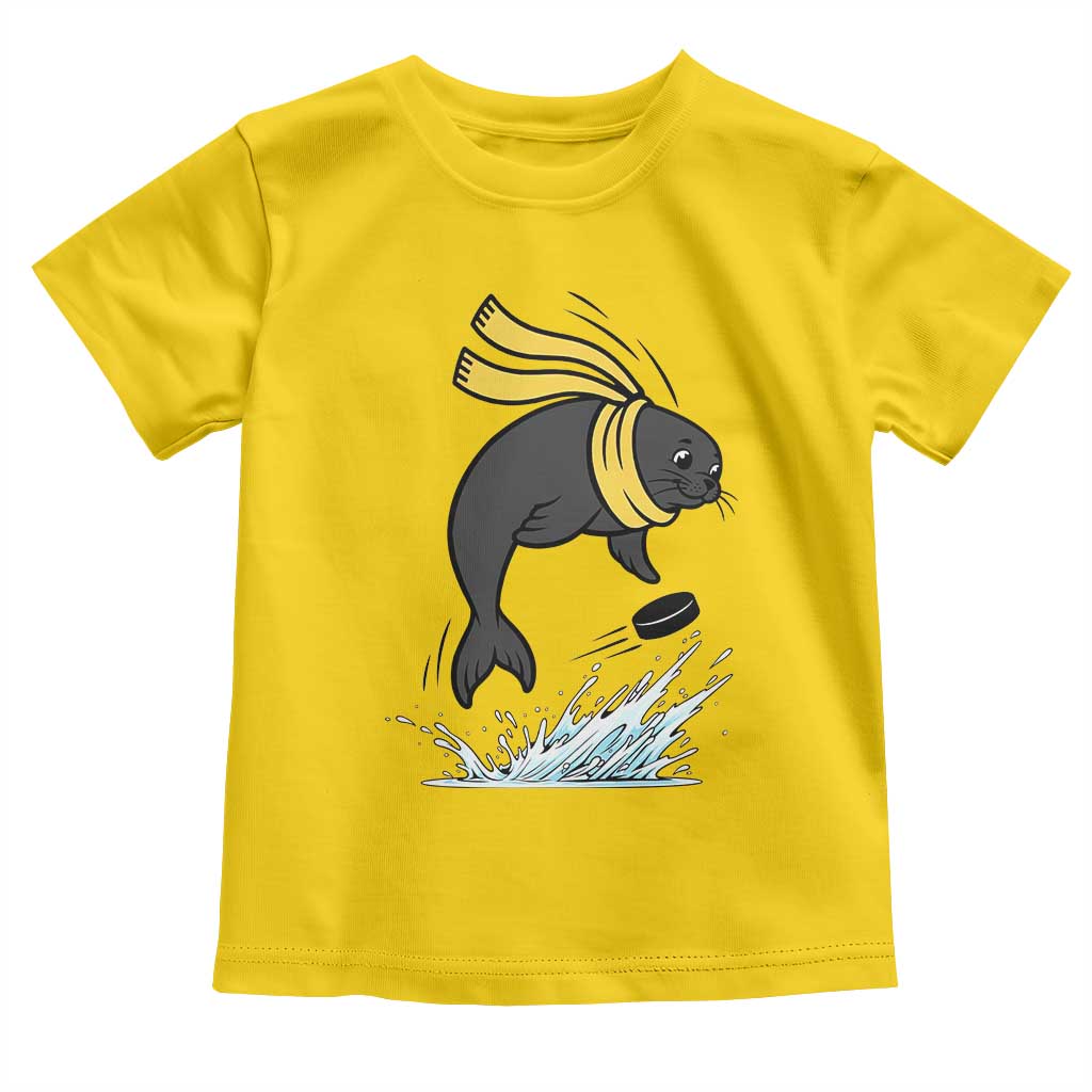 Funny Seal Playing Ice Hockey Toddler T Shirt Winter Sports Gift - Wonder Print Shop