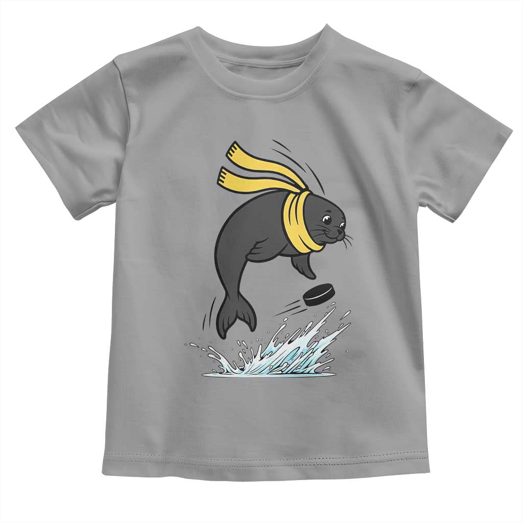 Funny Seal Playing Ice Hockey Toddler T Shirt Winter Sports Gift - Wonder Print Shop