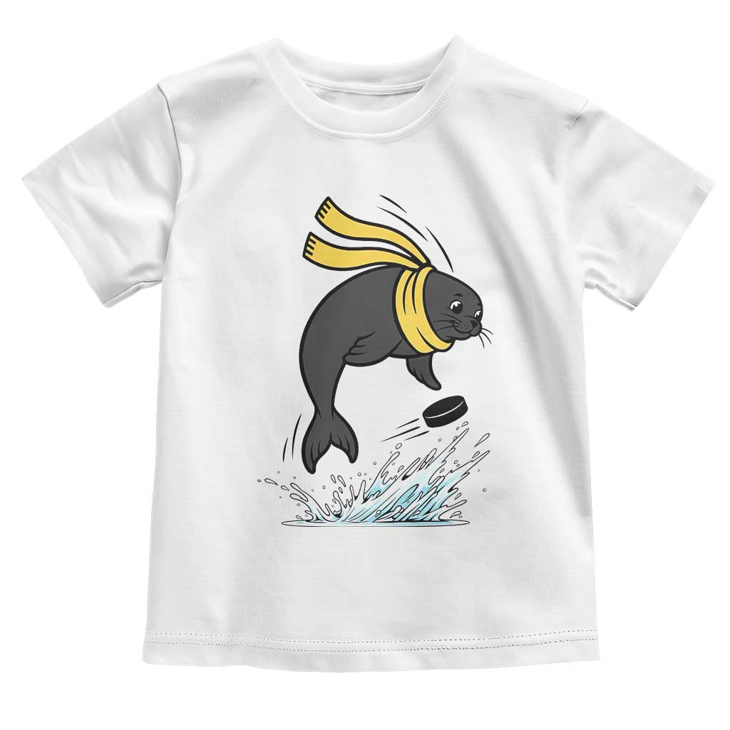 Funny Seal Playing Ice Hockey Toddler T Shirt Winter Sports Gift - Wonder Print Shop