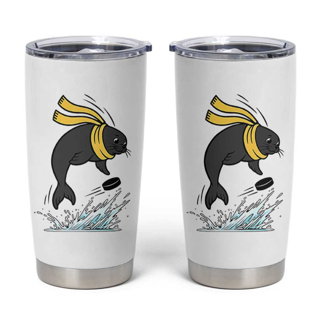 Funny Seal Playing Ice Hockey Tumbler Cup Winter Sports Gift - Wonder Print Shop
