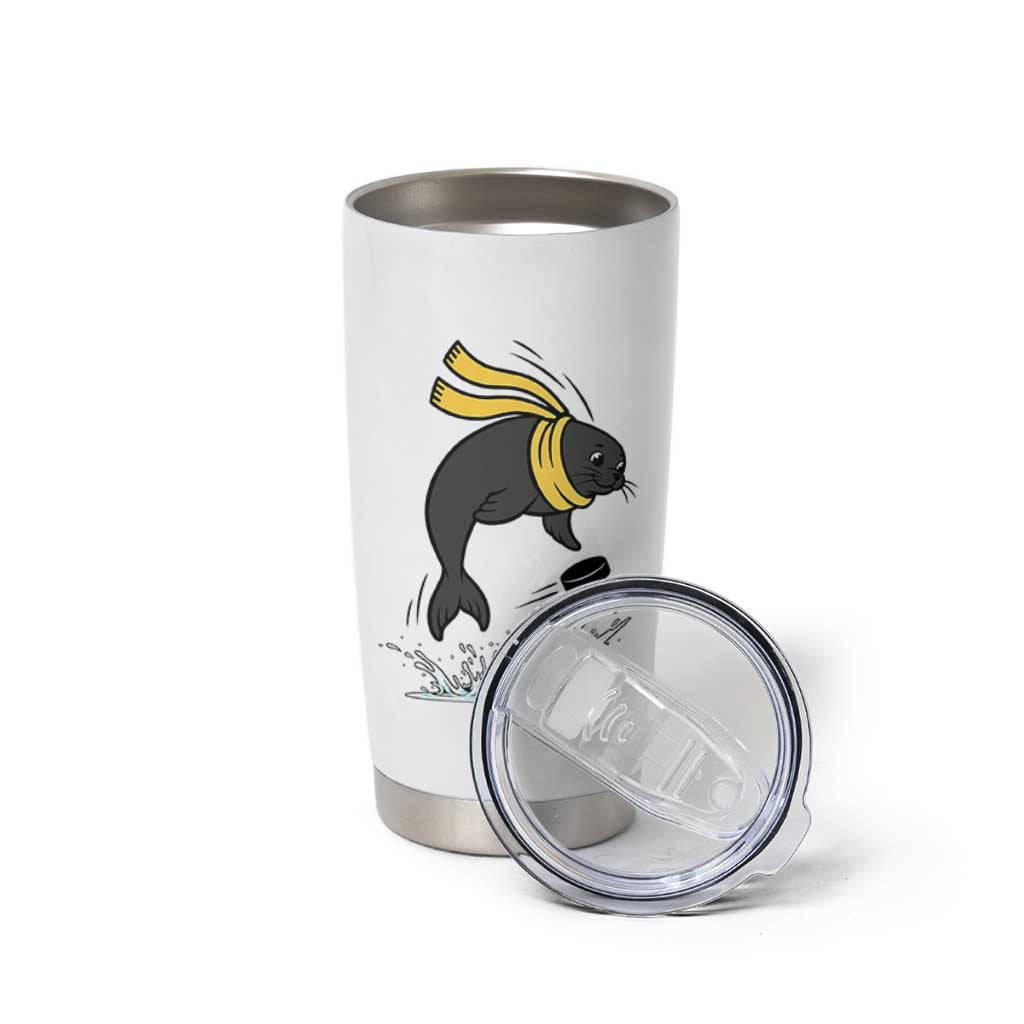 Funny Seal Playing Ice Hockey Tumbler Cup Winter Sports Gift - Wonder Print Shop