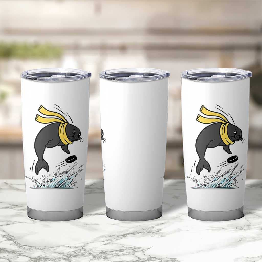 Funny Seal Playing Ice Hockey Tumbler Cup Winter Sports Gift - Wonder Print Shop