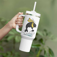 Funny Seal Playing Ice Hockey Tumbler With Handle Winter Sports Gift - Wonder Print Shop