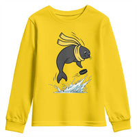 Funny Seal Playing Ice Hockey Youth Sweatshirt Winter Sports Gift - Wonder Print Shop
