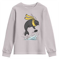 Funny Seal Playing Ice Hockey Youth Sweatshirt Winter Sports Gift - Wonder Print Shop