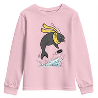 Funny Seal Playing Ice Hockey Youth Sweatshirt Winter Sports Gift - Wonder Print Shop