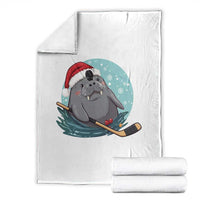 Snowy Seal Ice Hockey Lover Throw Blanket Funny Christmas Gift - Wonder Print Shop