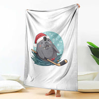 Snowy Seal Ice Hockey Lover Throw Blanket Funny Christmas Gift - Wonder Print Shop