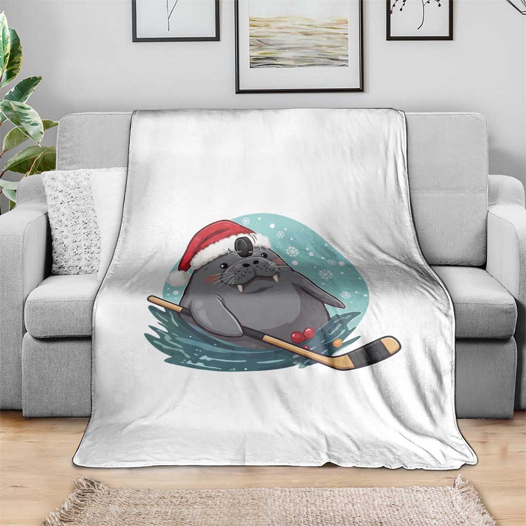 Snowy Seal Ice Hockey Lover Throw Blanket Funny Christmas Gift - Wonder Print Shop