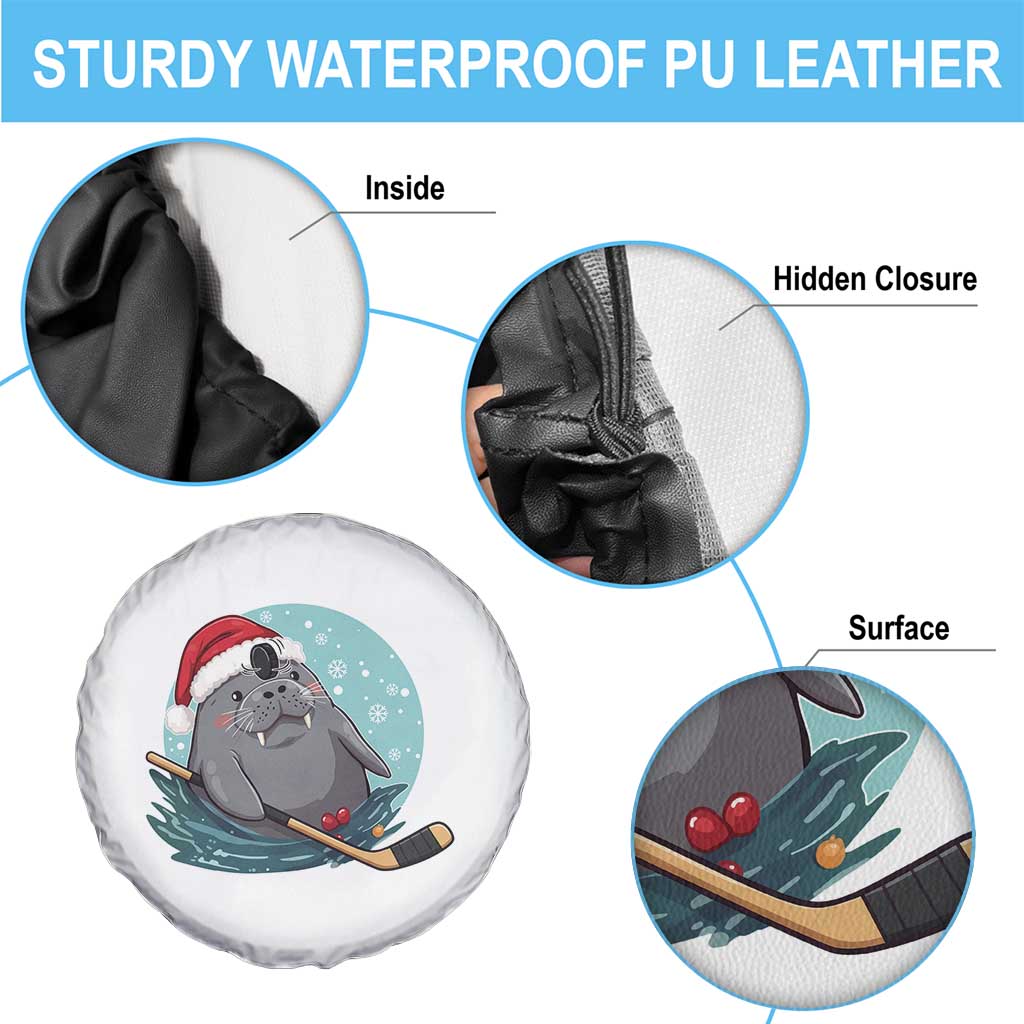 Snowy Seal Ice Hockey Lover Spare Tire Cover Funny Christmas Gift - Wonder Print Shop