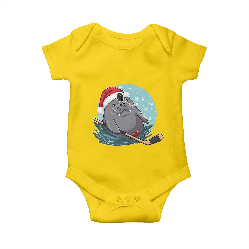 Snowy Seal Ice Hockey Lover Baby Onesie Funny Christmas Gift - Wonder Print Shop