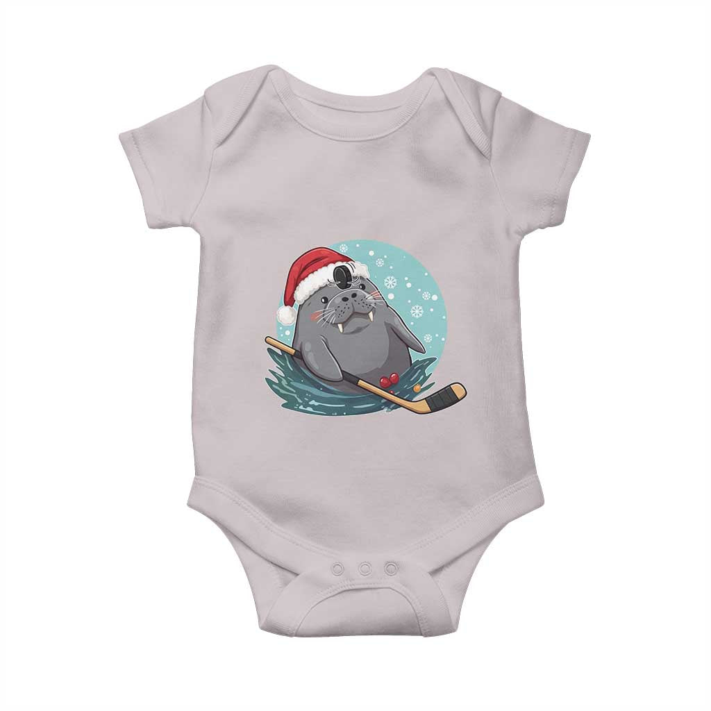 Snowy Seal Ice Hockey Lover Baby Onesie Funny Christmas Gift - Wonder Print Shop