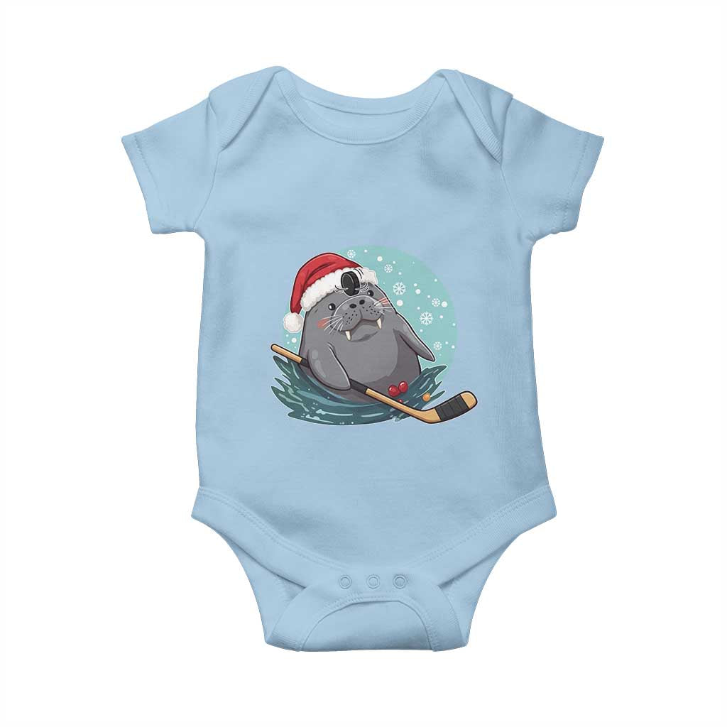 Snowy Seal Ice Hockey Lover Baby Onesie Funny Christmas Gift - Wonder Print Shop