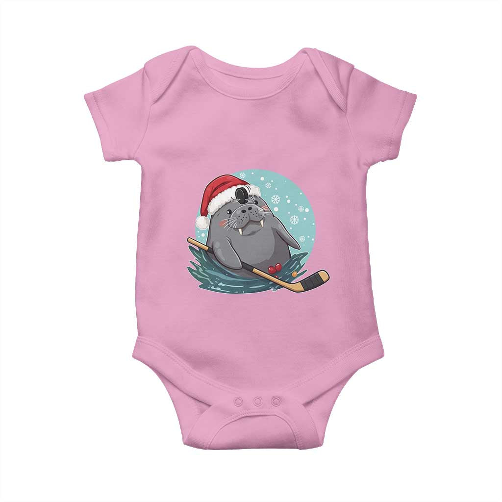 Snowy Seal Ice Hockey Lover Baby Onesie Funny Christmas Gift - Wonder Print Shop